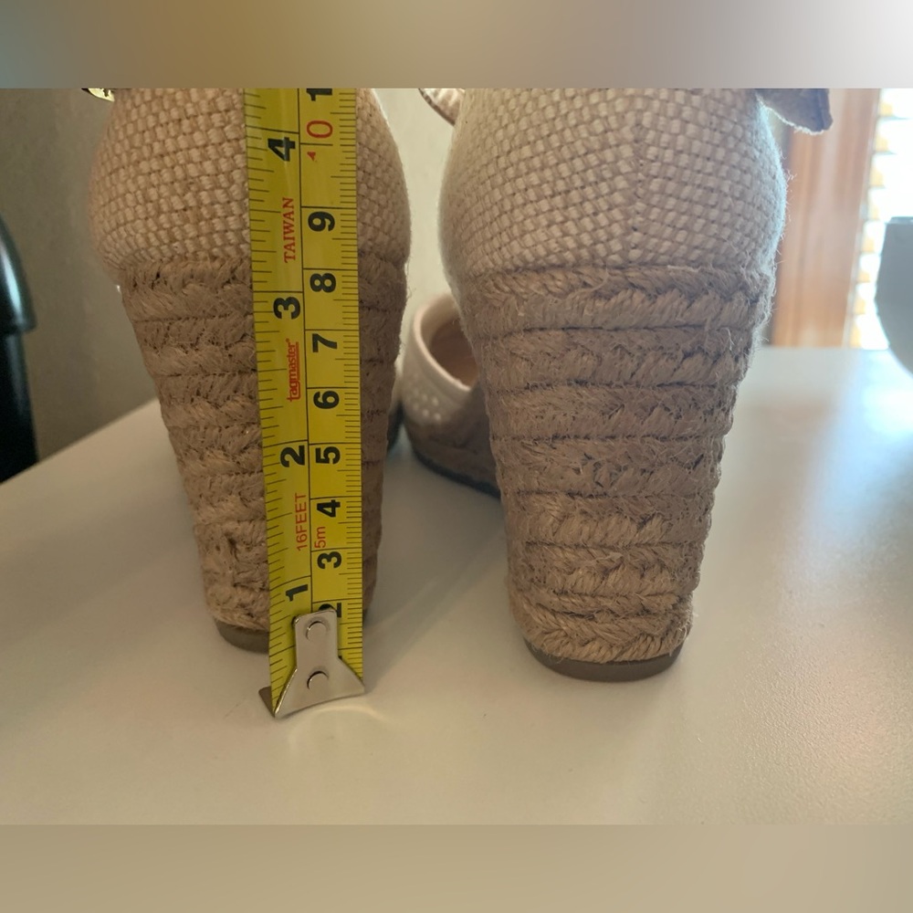White Mountain White and Tan Espadrille Ankle-Strap Wedges - Picture 3 of 5